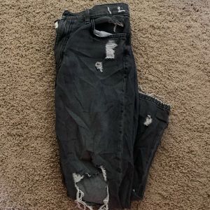 dark grey ripped mom jeans